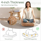 Washable Floor Pillow Cushion for Adults, Meditation Cushion Pillow, Removable Tufted Blended Corduroy Cover, Large Square Floor Sitting for Tatami Living Room or Yoga, 2Pack, Machine Washable