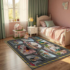 4x6ft Kids Fire Department Missions Play Rug,Non-Slip Faux Wool Carpet with Interactive Fire Department Missions Design for Playroom, Bedroom, Nursery Gift