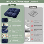 HIGOGOGO Washable Floor Pillow Cushion for Adults, Meditation Cushion Pillow, Large Square Floor Sitting, Removable Tufted Corduroy Cover, for Tatami Living Room or Yoga, 22x22 Inch, Machine Washable