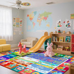 8x10 Kids Rug for Classroom & Playroom - ABC Alphabet Educational Area Rug with Animals Numbers & Colors - Non-Slip Carpet Playmat for Nursery Preschool Elementary