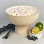 Blueme Focus Candle | Eucalyptus & Lime | 5 Wick - Refillable Wellness Candle with Essential Oils, Hand Finished & Poured Soy Wax Blend Ceramic Vessel, Natural Cotton Wicks | Giant 45 oz