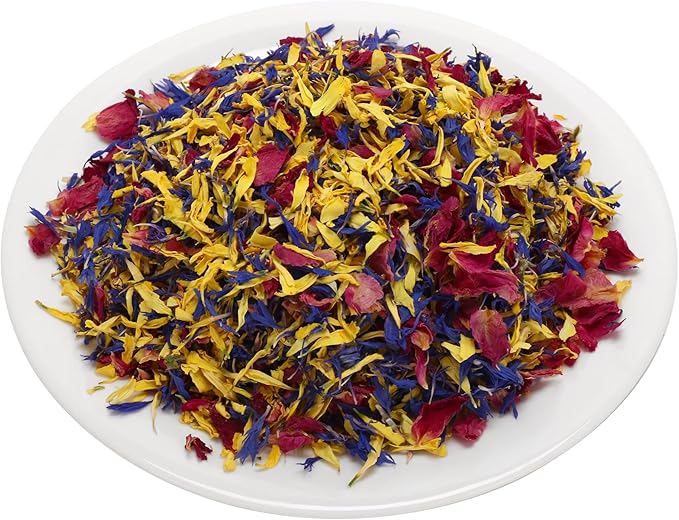 Dried Rose, Cornflower & Chrysanthemum Petals Mix – 1.34oz (38g), Natural Dried Flower Blend for Crafts, Soap Making, Candle Decoration, Resin Art & Potpourri