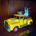 Vintage Farmhouse Yellow Truck Pickup Truck Rustic Metal Home Decor Collectible Vehicle Car Model Home Table Desktop Tabletop Gift Decoration