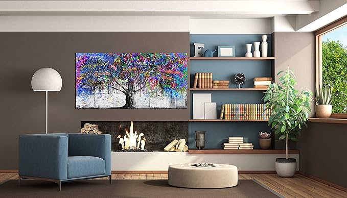 CIRABKY Large Abstract Canvas Wall-Art Bedroom - Colorful Wall Decor - Living Room Wall Art Tree Graffiti Pictures Poster Ready To Hang Size 59" x 29"