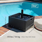 Home Zone Living 119lbs 21" Square Heavy Duty Planter Umbrella Base w/Rolling Wheels & Water Weight Bag for Patio Pool Backyard, Convertible as Table or Planting Box, Supports Up to 11 Ft Umbrella