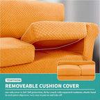 YEMYHOM Latest Checkered 2 Pieces Chair Covers for Living Room High Stretch Thickened Chair Slipcovers with Arms Anti Slip Elastic Armchair Sofa Couch Slipcover Protector (Orange), 31"-46"(1 Cushion)