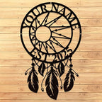 Personalized Dream Catcher Metal Wall Art - Custom Name Iron Sign for Home Decor, 8-30 Inch Black (Style H)
