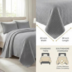 Southshore Fine Living, Inc. Twin XL Comforter Quilt Bedding Set, Dorm Room Bedding Essentials, Stain Resistant, Machine Washable Bedspread Twin XL Grey Quilt Bed Spread with Pillow Sham, Steel Grey