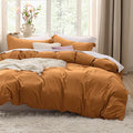 Bedsure Honey Ginger Duvet Cover King Size - 3 Pieces Prewashed Cotton-Like Extra Soft Bedding Set, Includes 1 Duvet Cover 104x90 Inches with Zipper Closure & 2 Pillow Shams, Comforter Not Included