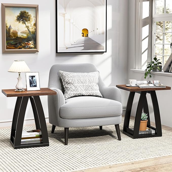 End Table, Side Table, Nightstand, Sofa Side Table with Shelf, Modern End Table for Living Room, Bedroom