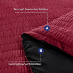HYMOKEGE Red & Black Queen Comforter Set Seersucker 7 Pieces, All Season Luxury Bed in a Bag for Bedroom, Bedding Set with Comforters, Sheets, Pillowcases & Shams