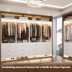 Aheaplus Closet System Closet Organizer, Wood Closets Organizer System, Walk-in Closet or Wardrobe, Clothes Rack with Hanging Rods, 8FT Closets, Set of 4, White