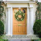 Vlorart 24" Faux Round Boxwood Wreath, Artificial Boxwood Wreath Front Door Wreaths Artificial Spring Summer Greenery Hanging with A Plaid Bow and sash for Front Door Wall Hanging Window Wedding Decor