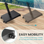 Patio Umbrella Base 43lbs Outdoor Umbrella Stand with Wheels, Heavy Duty Square Concrete Stand Market Umbrella, Black
