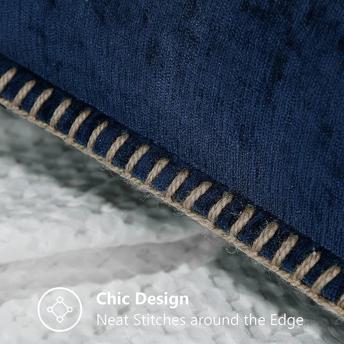 decorUhome Spring Chenille Soft Cozy Throw Pillow Covers 22x22 Set of 2, Modern Farmhouse Boho Velvet Decorative Euro Sham Pillow Cases with Stitched Edge for Couch Sofa Bed Home Decor, Poseidon