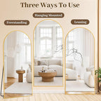Suidia Arched Full Length Mirror, 58"x21" Floor Mirror Freestanding, Floor Standing Full Body Mirror with Stand for Bedroom, Hanging Leaning Mounted for Living Room Cloakroom, Gold