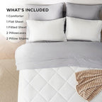 Bedsure King Comforter Set - 7 Pieces Reversible White and Grey Bedding, King Bed Set for All Seasons, Bed in a Bag with Down Alternative Comforter, Grey Sheets, Pillowcases & Shams