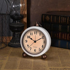 Analog Alarm Clock,Battery Powered Desk Clocks with Night Light,Silent Non Ticking,Retro Simply Design Alarm Clocks for Living Room, Bedroom, Bedside,Dormitory,Decor,Gift (White)