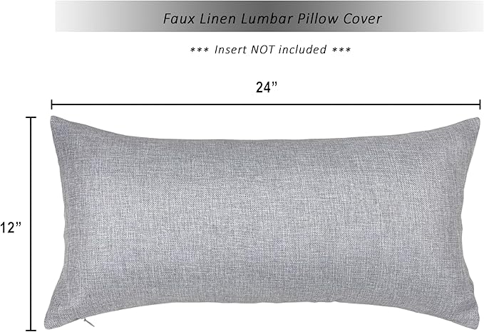 Aiking Home Woven Fine Faux Linen Throw Pillow Cover, Size 12"x24", Light Grey