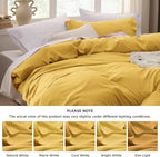 Bedsure Mustard Yellow Duvet Cover King Size - 3 Pieces Prewashed Cotton-Like Extra Soft Bedding Set, Includes 1 Duvet Cover 104x90 Inches with Zipper Closure & 2 Pillow Shams, Comforter Not Included