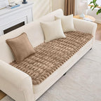 Couch Cover for Dogs, Non Slip Fuzzy Pet Couch Covers for Sofa,Couch Covers for Sofa Pet Friendly,Thick Soft Sofa Slipcovers Cushion Protector(Leather Color, 28" x 71"/70 x 180cm)
