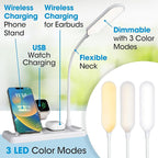 Ottlite LED Desk Lamp with Multi-Device Charging Station, White