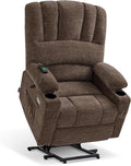 MCombo Large Power Lift Recliner Chair for Elderly, Lift Chair with Heat and Massage, 3 Positions, USB Charge Ports, Cup Holders, Fabric 7099 (Large, Coffee)