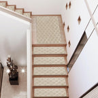 PURE ERA Carpet Stair Treads Tape Free Non Slip Indoor Stair Carpet Stair Protectors Pet-Friendly Non-Slip Skid Resistant Washable Reusable 8" x 30"(14 Pieces,Cream Gray Diamond Trellis)