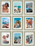 Vittanly 5x7 Picture Frames Set of 9, Shatter Resistant Plexiglass, Display 4x6 Pictures with Mat or 5x7 without Mat, Photo Frames for Wall or Tabletop, Engineered Wood, Driftwood