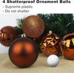 Bronze 4.0" Large Christmas Balls - Christmas Tree Decoration Ornaments Shatterproof Hanging Balls for Birthday Halloween Holiday Wedding Decorations Set of 4pcs
