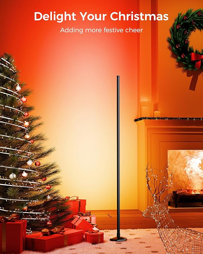 Smart RGB LED Corner Floor Lamp with App and Remote Control, 65" Color Changing Standing Lamp with Music Sync and 16 Million DIY Colors, Modern Floor Lamps for Bedroom Living Room Gaming Rooms