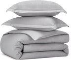 Bedsure Cotton Duvet Cover King - 100% Cotton Waffle Weave Grey Duvet Cover King Size, GentleSoft™ and Breathable Bedding Set for All Season, 3 Pieces, 104"x90"