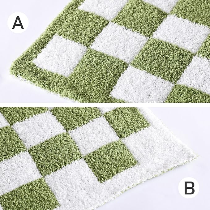 Panku Checkered Blanket, Ultra Soft Green Checkered Throw Blanket, Warm Fluffy Checkerboard Blanket for Couch and Sofa (50x60 Inches, Green)