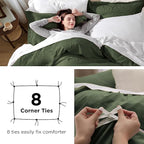 Bedsure Olive Green Duvet Cover King Size Only - Prewashed Cotton-Like Polyester Extra Soft All Season Bedding, Includes 1 Duvet Cover 104x90 Inches with Zipper Closure, Comforter Not Included