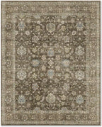 Washable 9x12 Area Rugs for Living Room, Boho Non-Slip Vintage Distress Lager Rugs for Bedroom Dining Room Nursery Office, 0.3" Neutral Oriental Throw Thin Carpet, Tan/Flaxen/Multi