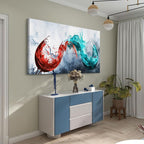 Pogusmavi Dining Room Wall Art - Blue & Red Wine Cups Canvas 30x60IN