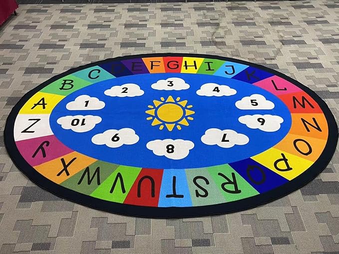 Genki - Classroom Rug for Kids - Education Classroom Carpet for Children - Colorful Seating Area - Large Elementary Classroom Rugs - Kids Seating for School Playroom | Oval 9'9"x6'6"
