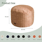 HIGOGOGO Pouf Ottoman Stuffed Round Modern Foam Filled Foot Rest Poufs for Living Room Chair Decorative 20 X 15 Inches Boho Relax Stool for Wedding Christmas Party, Brown