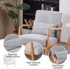 KEIKI Mid-Century Modern Upholstered Accent Chair, Solid Wood Lounge Chair for Living Room