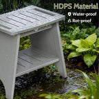 Shower Benches for Inside Shower, Shower Stool for Shaving Legs, 500lbs Shower Chair with Space-Efficient Storage Shelf, Waterproof Shower Seat for Spa Bathroom, Indoor or Outdoor 18”x17”