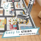 5x7ft Kids City Road Car Play Rug - Non-Slip Faux Wool Carpet with Interactive City Map Design, Educational Toy Vehicle Mat for Kids, Bedroom Playroom Nursery Gift.