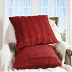 Cheer Collection Faux Fur Throw Pillows - Decorative Pillows for Couch, Bed Throw Pillows, Maroon Accent Pillows for Bedroom or Living Room Aesthetic, Set of 2 Furry Throw Pillows, 16" x 16"