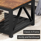 ChooChoo Black Coffee Table, Rustic Vintage Table with Shelf for Living Room, 40 Inch