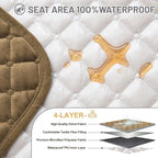 Reclining Sectional Couch Covers 100% Waterproof Velvet L Shape Recliner Couch Covers for Sofa Pets Washable Anti Slip Recliner Slipcovers with Pockets (5 Seat Sofa with 1 Console, Light Tan)