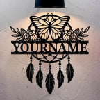 Personalized Dream Catcher Metal Wall Art - Custom Name Iron Sign for Home Decor, 8-30 Inch Black (Style E)