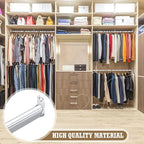 Tandefio Chrome Closet Rod 92 Inch with Oval Closet Rod 6 End Supports for Laundry Room Hanging Clothes Waterproof Shower for Curtains (Silver,2 Sets)