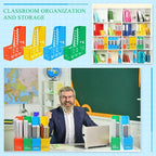 Glenmal 12 Pack Magazine Organizers Binder Organizer for Desk Plastic Vertical File Holder Magazine Racks Desk Accessories for Office, Home, or School (Colorful)