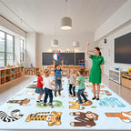 Kids Rugs for Playroom Classroom - 8x10 Feet Large ABC Rugs Kids Preschool Educational Learning Animals, Alphabet Rug for Children Toddler Nursery Kindergarten Decor, Blue