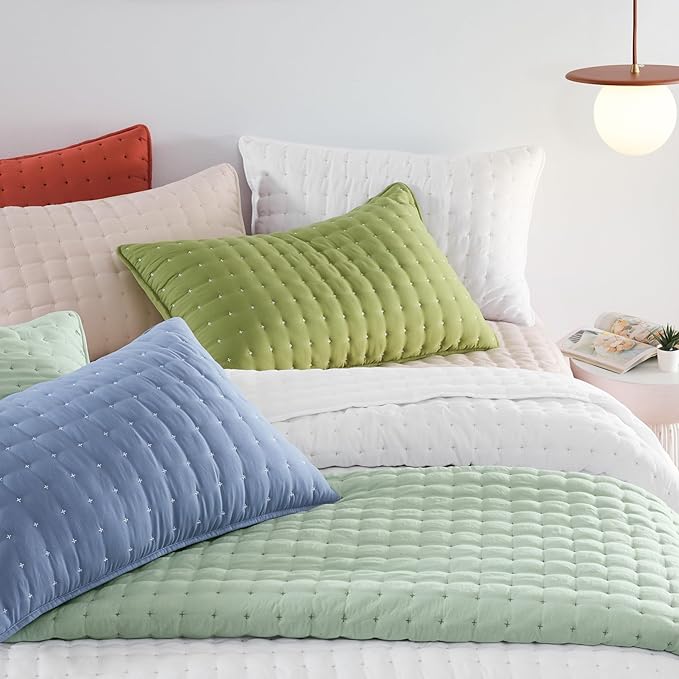 WDCOZY Pink Oversized California King Size Quilt Bedding Sets with Pillow Shams, Cal King Lightweight Soft Bedspread Coverlet, Quilted Blanket Thin Comforter Bed Cover, 3 Pieces, 118x106 inches