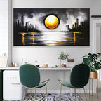 Large Abstract Wall Art For Living Room Black And Gold Wall Art Painting Prints Abstract Art Modern Canvas Art Wall Decor Pictures For Bedroom Kitchen Office Home Wall Decor 29" × 58"